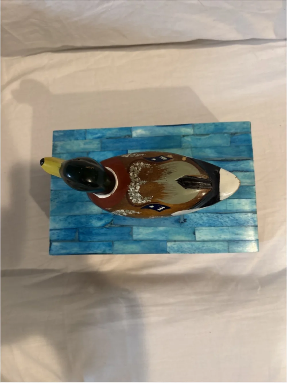 Vintage Wooden Duck Box Hand Carved/Hand Painted Wooden Duck Decoy Storage 1097